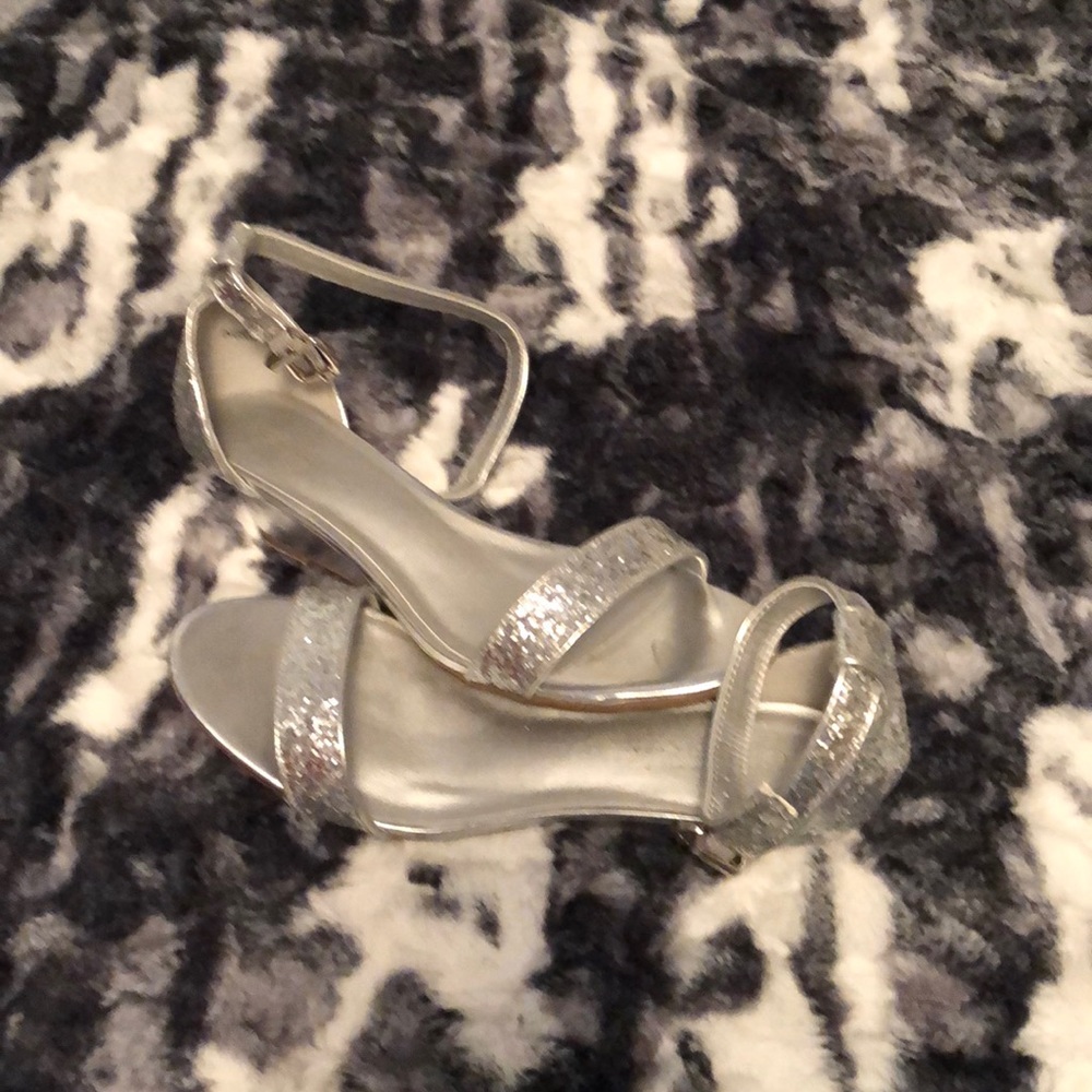Silver wedge sandals